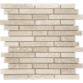 Baguette Off White Beige Textile Print Mosaic - stone tile